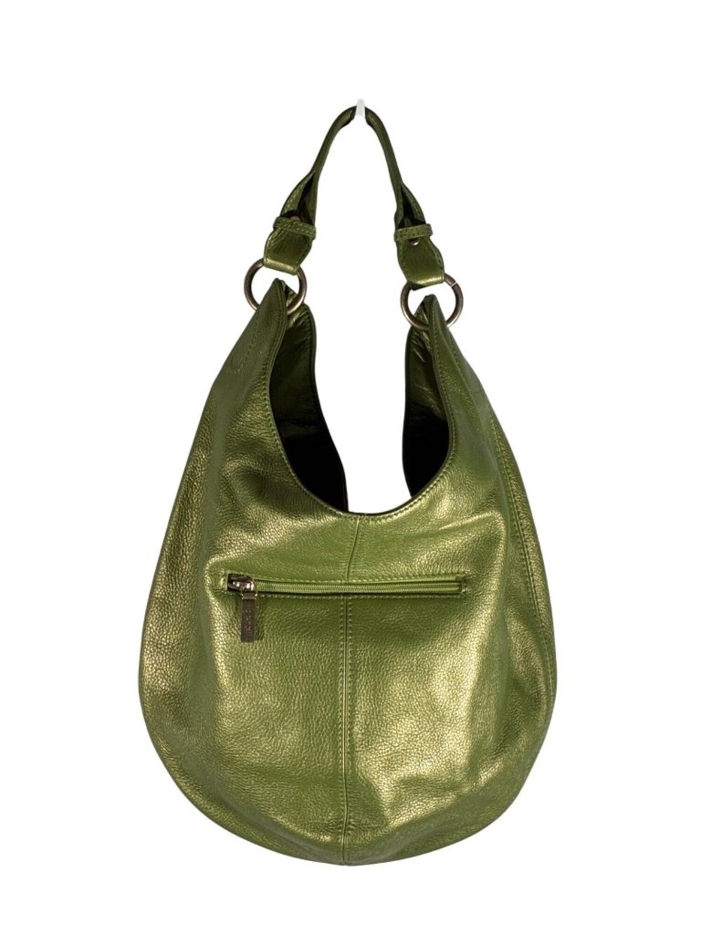 Hobo International rare Green Metallic pebbled Leather Hobo Bag Orange Interior